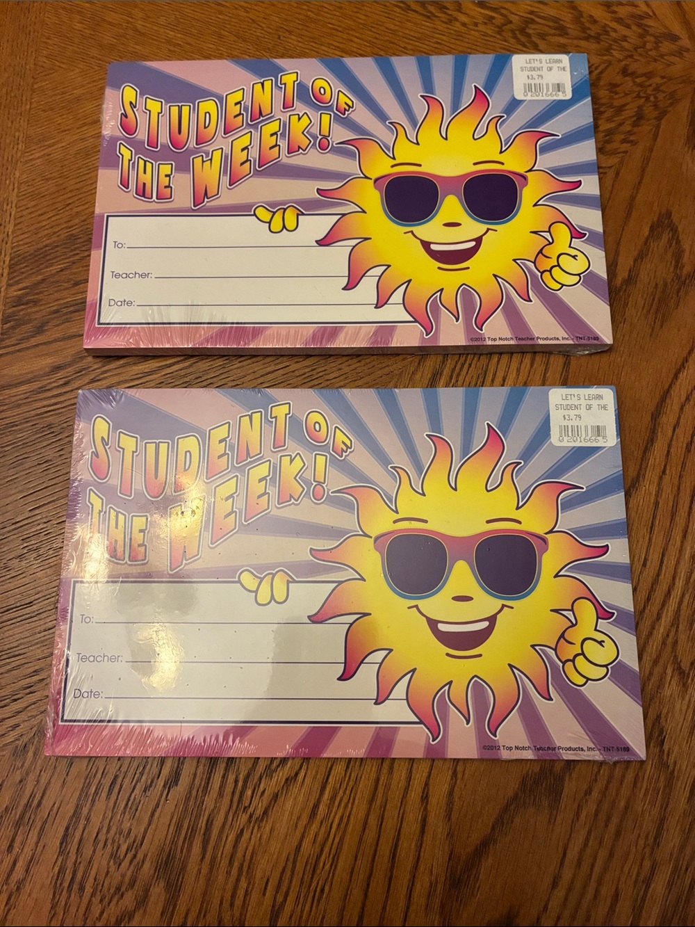 Student of the Week Certificates - Yellow Sun Design